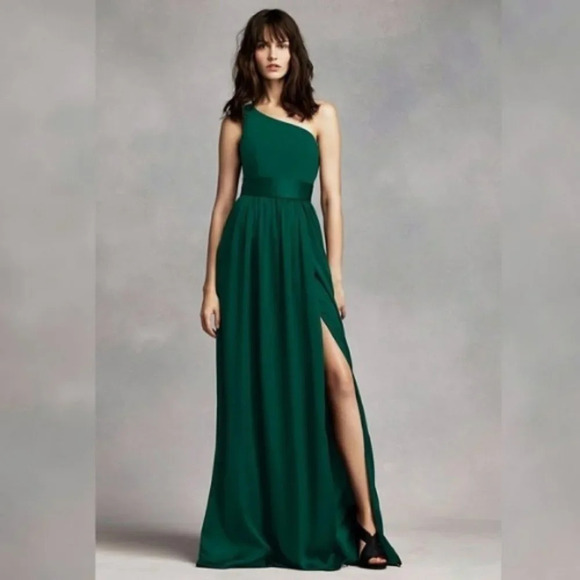 New! Vera Wang One Shoulder Dress With Satin Sash nwt 18783 - Picture 1 of 10